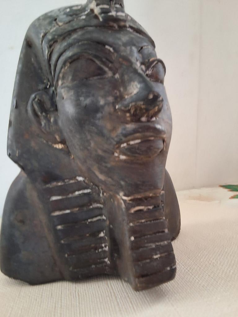 Antieke Egyptische stenen sculptuur - Farao buste, Ophalen of Verzenden