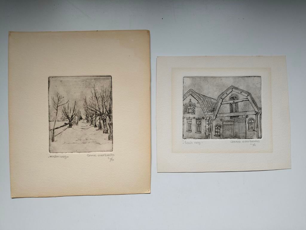 paspartouts uit 1976 van Annie Overbeeke, Verzenden, Dagelijks leven, Overige technieken, 1950 - 1999