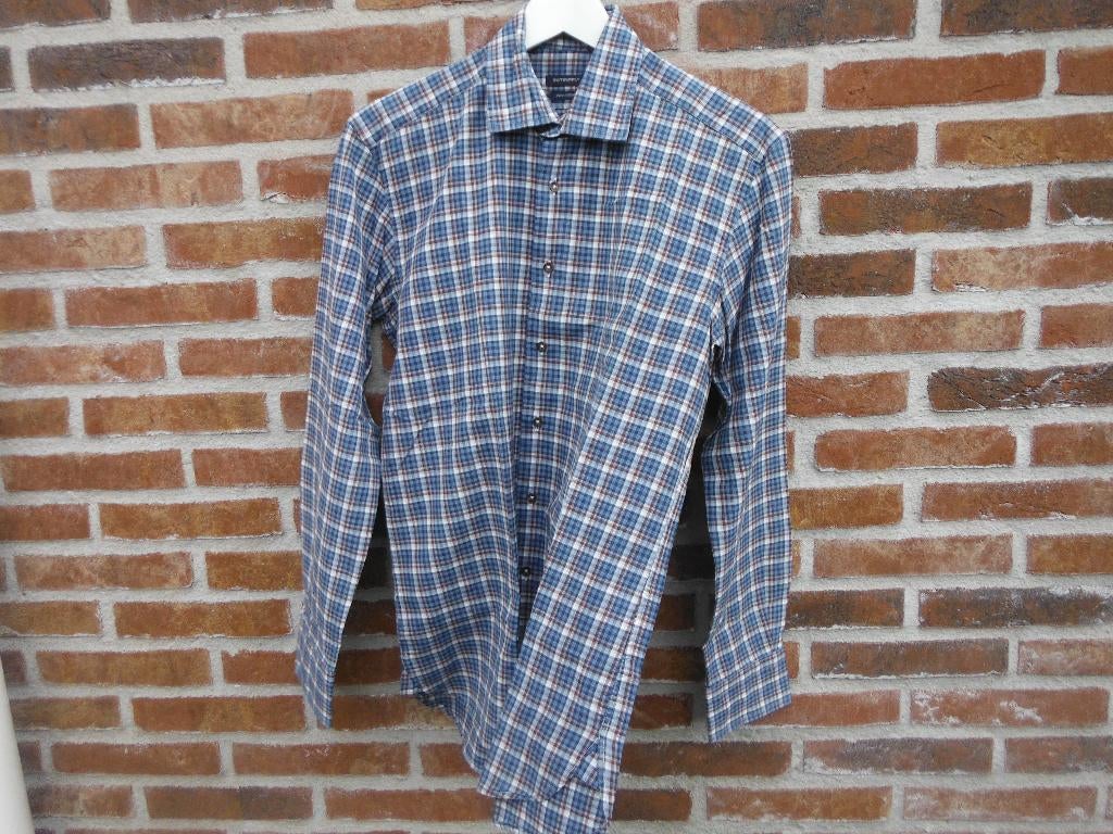 nieuw bruin/blauw/wit geruit overhemd, Suitsupply, mt 38, Halswijdte 38 (S) of kleiner, Nieuw, Suitsupply, Verzenden