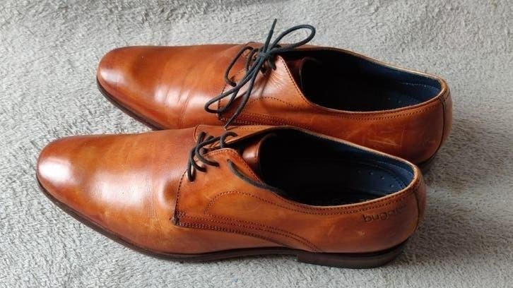 TOPSTAAT Bugatti leren Cognac Derby schoenen - maat 46, Kleding | Heren, Schoenen, Bugatti, Bruin, Ophalen of Verzenden, Zo goed als nieuw