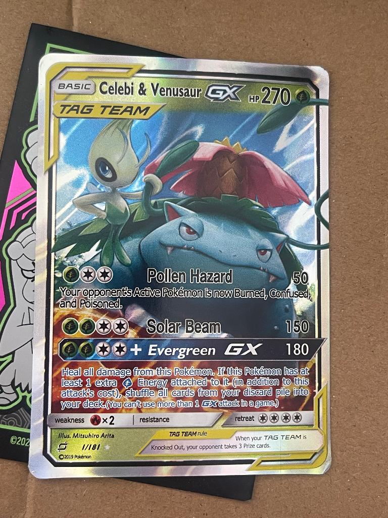 Celebi & Venusaur GX (TEU 1), Ophalen of Verzenden, Zo goed als nieuw, Meerdere kaarten, Foil