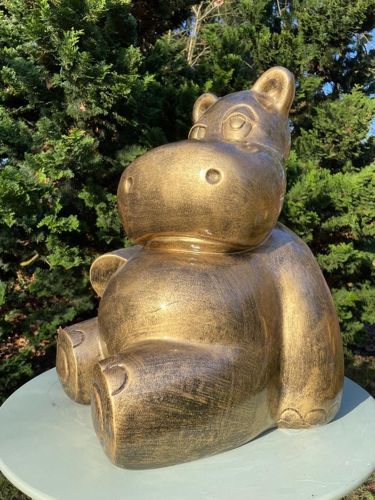 Beeld nijlpaard, hippo, moomin, tuin, zwembad, vijver 55cm, Tuin en Terras, Tuinbeelden, Ophalen, Nieuw, Kunststof, Dierenbeeld