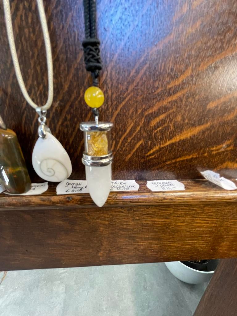 Nieuwe Pendel en Ketting met Citrien en Bergkristal, Sieraden, Tassen en Uiterlijk, Kettingen, Geel, Nieuw, Ophalen of Verzenden