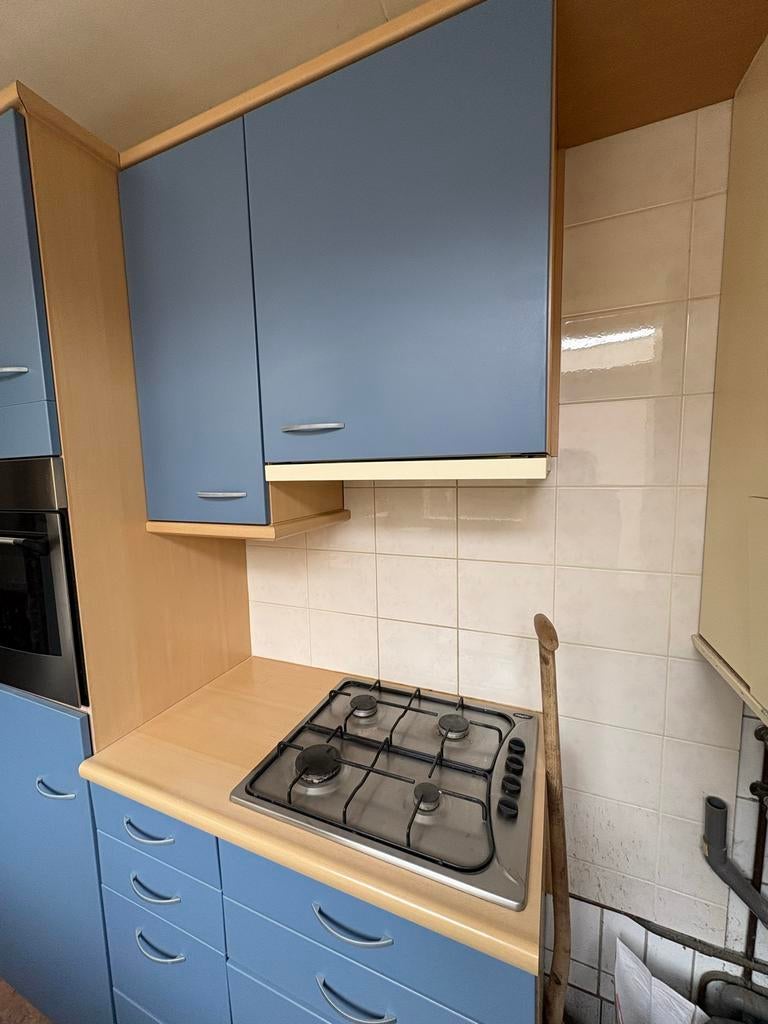 Keuken incl. kookplaat en oven, Ophalen, Gebruikt, Blauw, Hoekkeuken