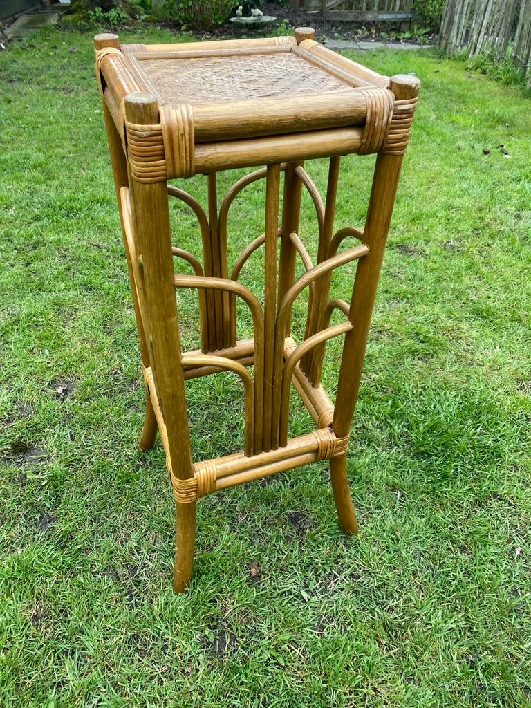 Rotan planten tafeltje, Huis en Inrichting, Tafels | Bijzettafels, Ophalen, Overige materialen, Minder dan 55 cm, Gebruikt