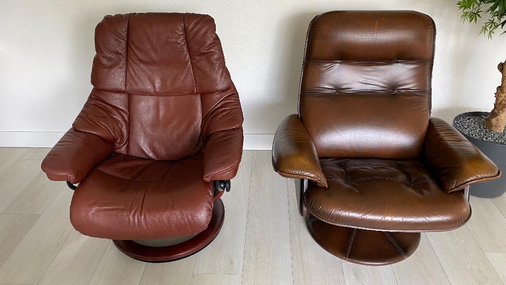 2 relax fauteuils, Huis en Inrichting, Fauteuils, Ophalen, Minder dan 75 cm, Leer, Zo goed als nieuw