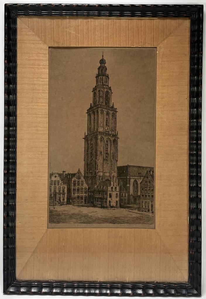 331. Ets, Marius Johannes Janssen - Martinitoren Groningen., Antiek en Kunst, Ophalen of Verzenden