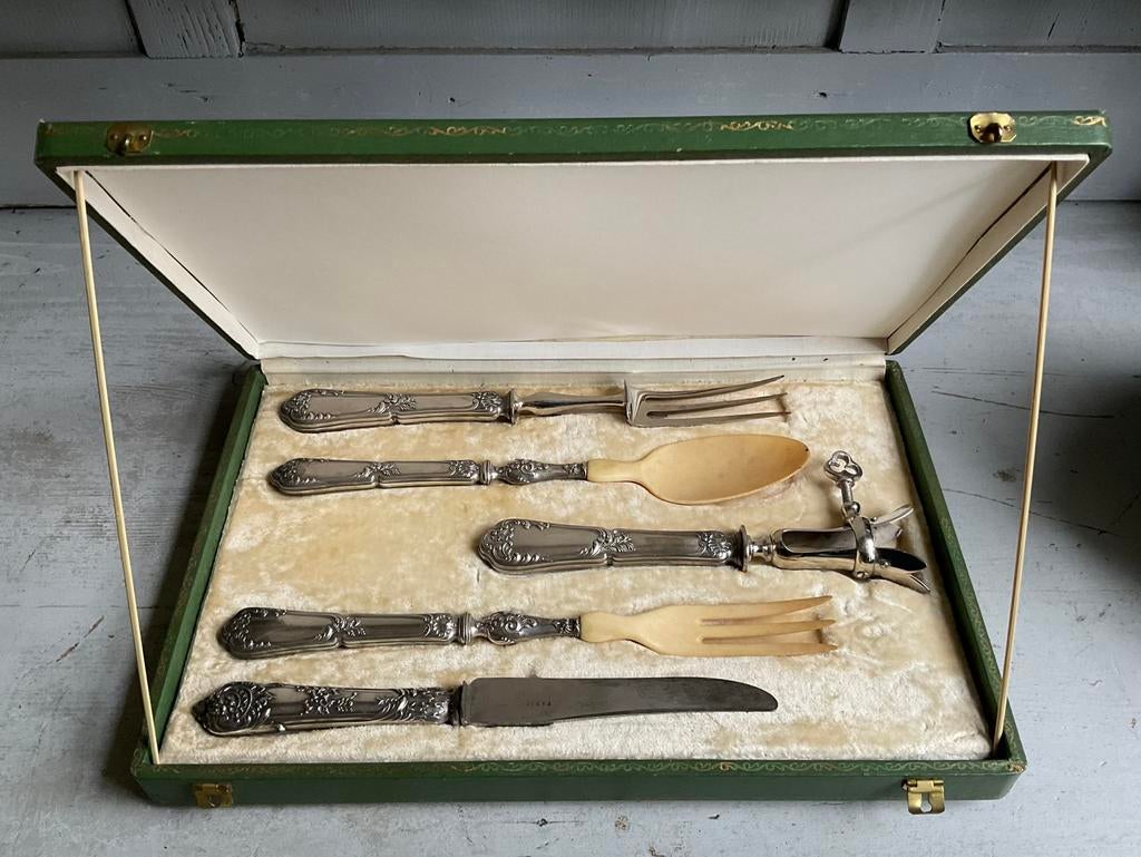 Zilveren vlees en salade couvert *tres jolie Duiven*, Ophalen of Verzenden