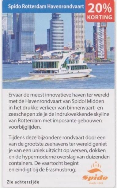 Spido Rotterdam Havenrondvaart 20% kortingsbon, Tickets en Kaartjes, Drie personen of meer, Kortingsbon, Overige typen