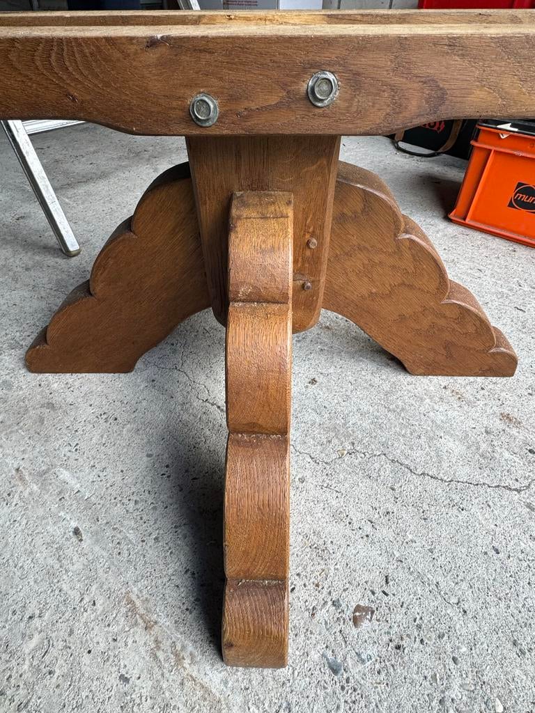 Massief Eiken Salontafel - Licht Eiken Kruispoot, Ophalen, Gebruikt, 100 tot 150 cm, Eikenhout