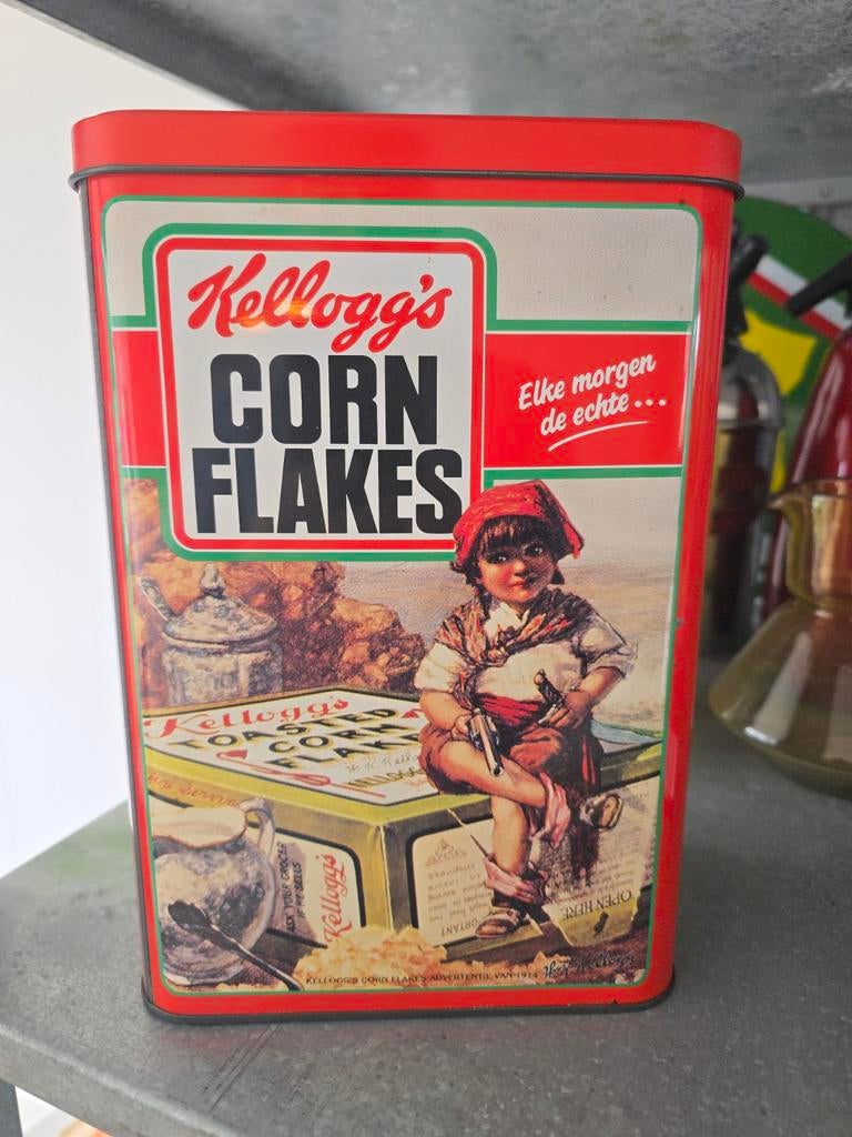 Prachtig groot vintage origineel Kellogg's Corn Flakes blik, Ophalen of Verzenden, Zo goed als nieuw, Overige, Overige merken