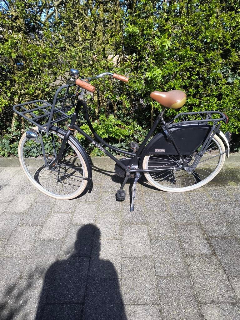 Zwarte damesfiets met voordrager, Ophalen, Overige merken, 53 tot 56 cm, Gebruikt
