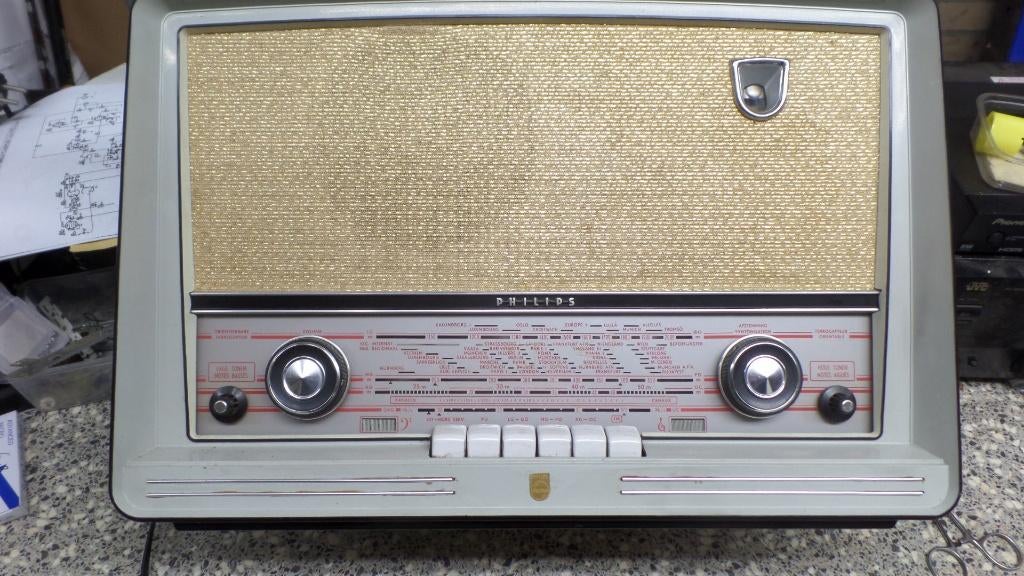 Buizenradio, PHILIPS, B5X71A, 1957/58, speelt AM-(#8896), Ophalen, Gebruikt, Radio