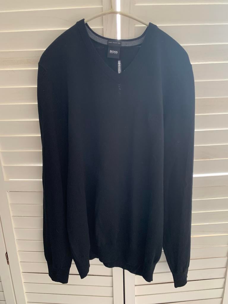 Hugo Boss dunne trui in effen zwart maat L, Ophalen of Verzenden, Zo goed als nieuw, Maat 52/54 (L), Zwart