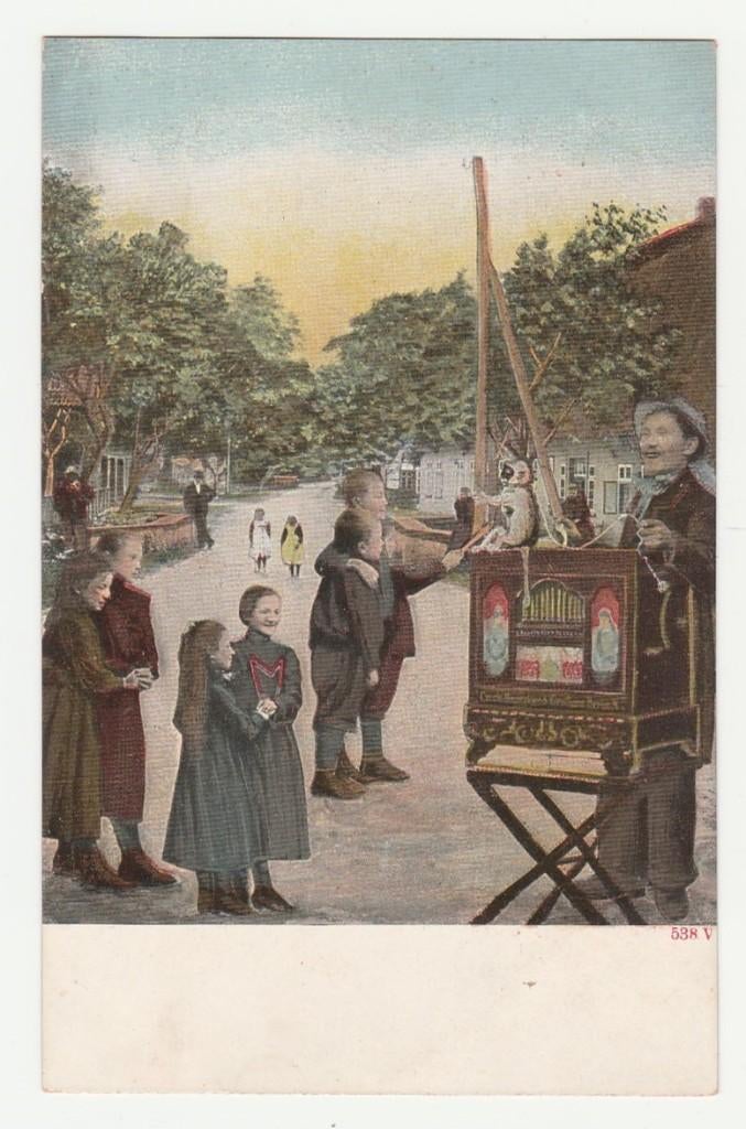 Orgeldraaier met aapje.  Draaiorgels., Verzenden, Voor 1920, Ongelopen, Overige thema's