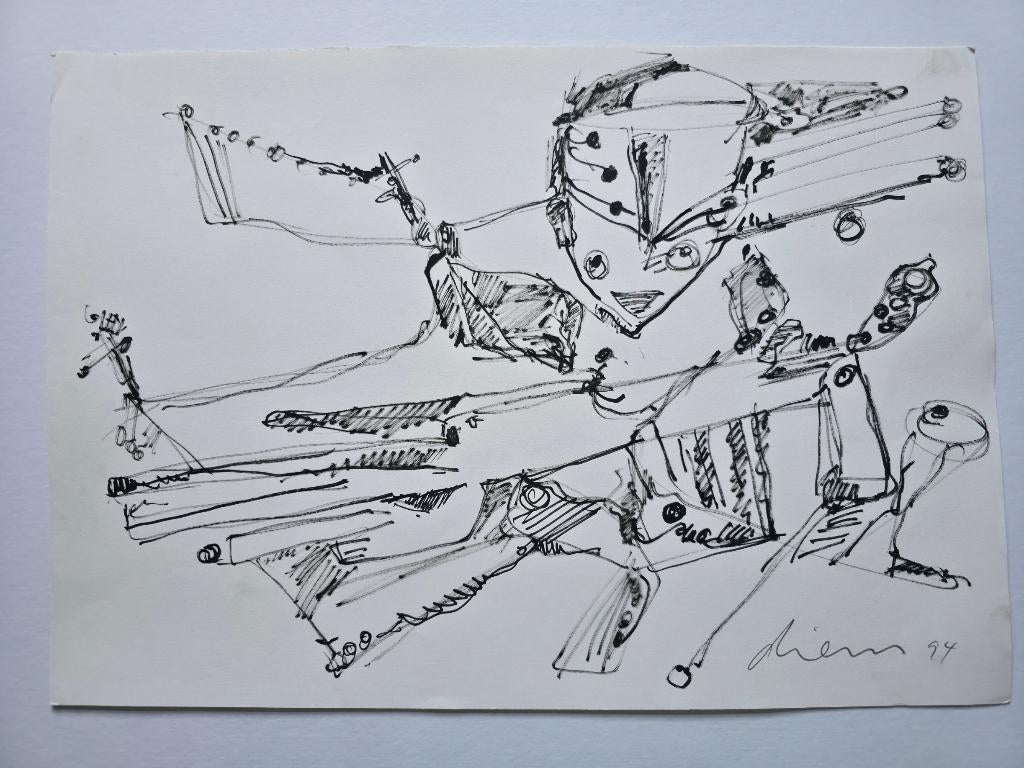 Gemengde Techniek van Peter Diem 50x35 cm., Ophalen of Verzenden