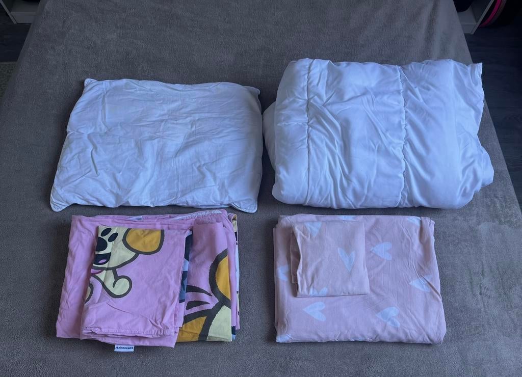 Peuterdekbed + kussen + 2x overtrek, Ophalen, Wit, Meisje, Kussen