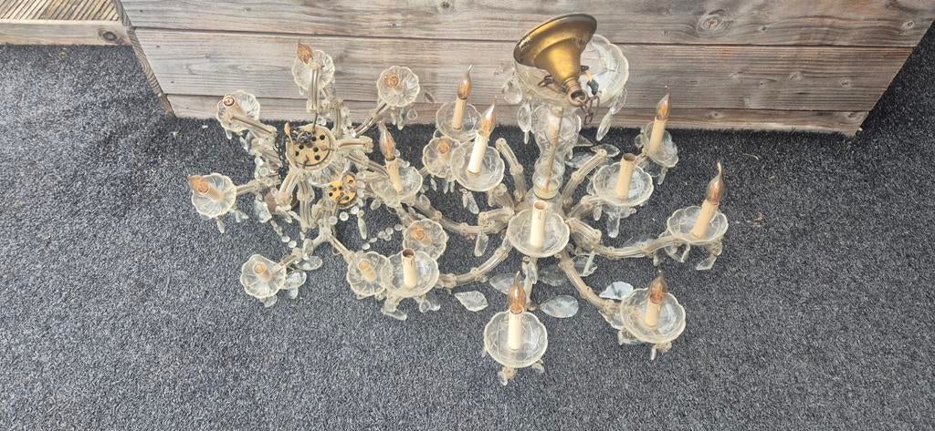 Kroonluchter met glazen pegels, Ophalen of Verzenden