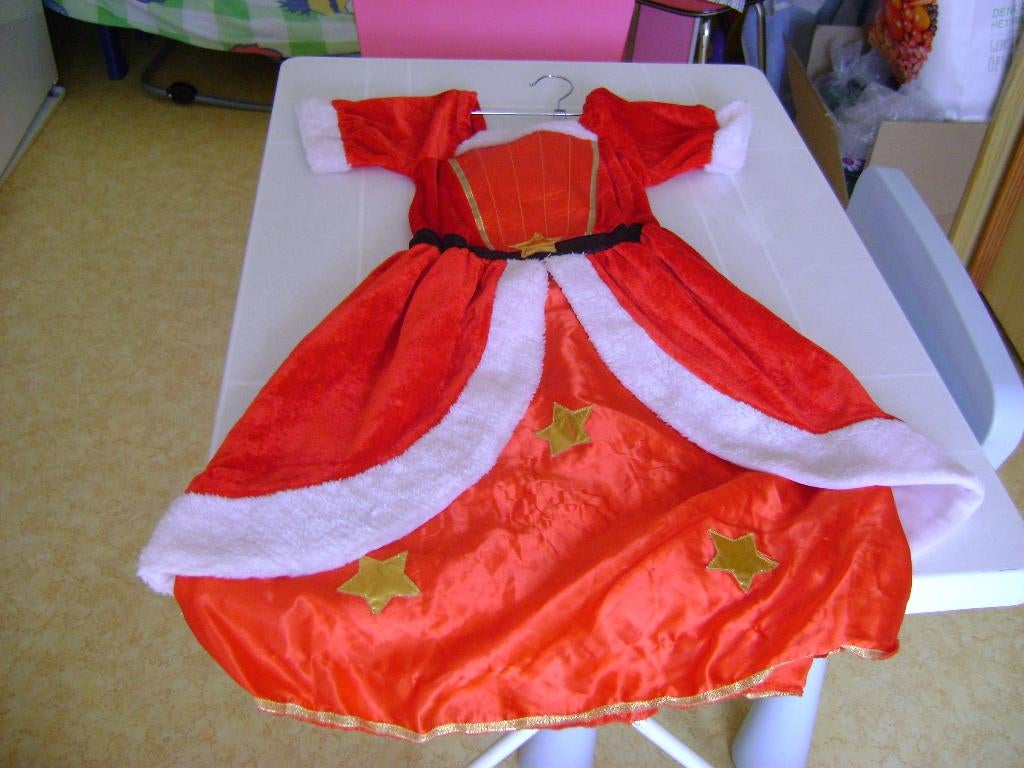 rood/wit/bont kerst jurkje maat 110/116met velourse jas ster, Ophalen of Verzenden, Zo goed als nieuw, 110 t/m 116, Meisje