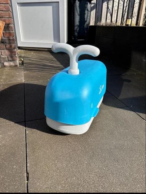 Blauwe Bontoy Walvis Loopauto / Loopwagen, Ophalen, Gebruikt, Loopvoertuig