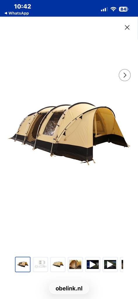 Obelink Manitoba 6 tunneltent met bijzet tentje, Caravans en Kamperen, Tenten, Ophalen, Gebruikt, Tot en met 6