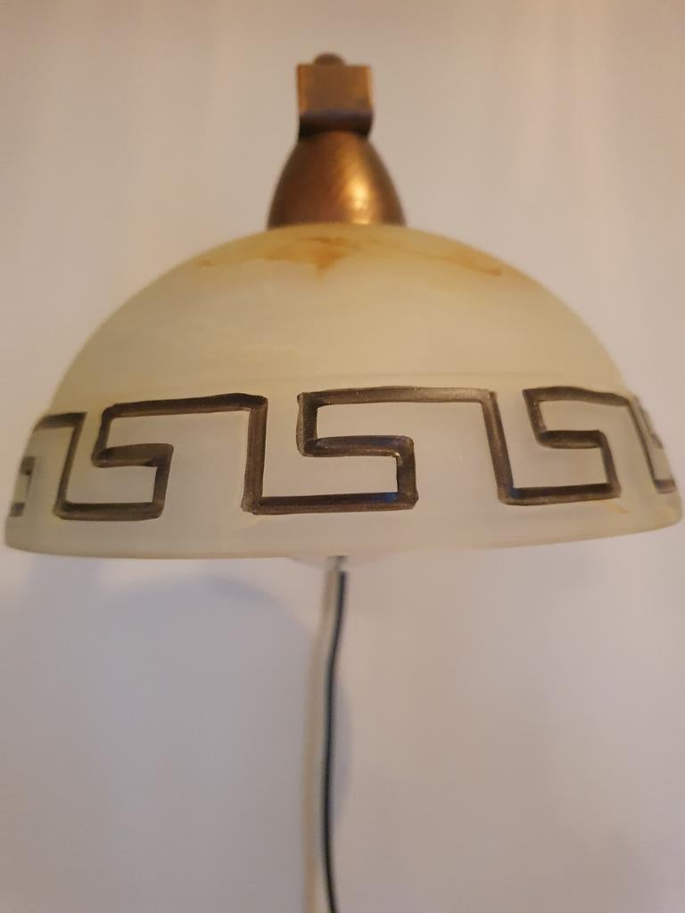 Mooi wandlampje met Grieks patroon, Ophalen of Verzenden, Gebruikt, Glas, Klassiek, Grieks, Sfeervol
