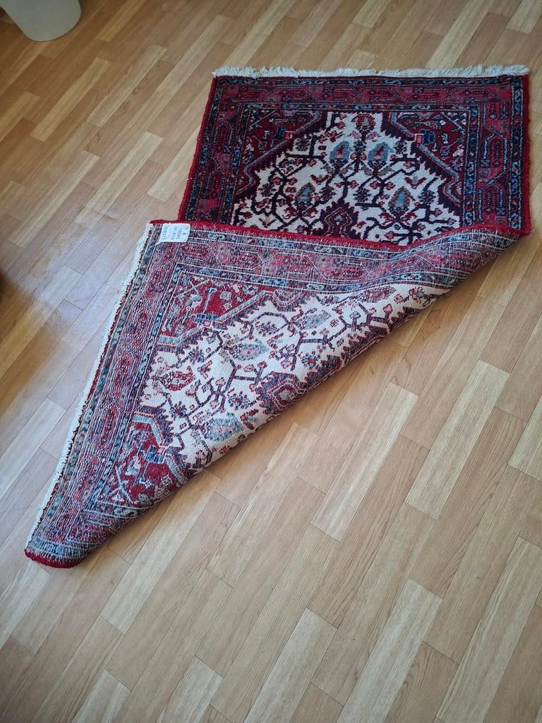 Perzisch tapijt met rood en blauw patroon, Ophalen, Blauw, Rechthoekig, 100 tot 150 cm