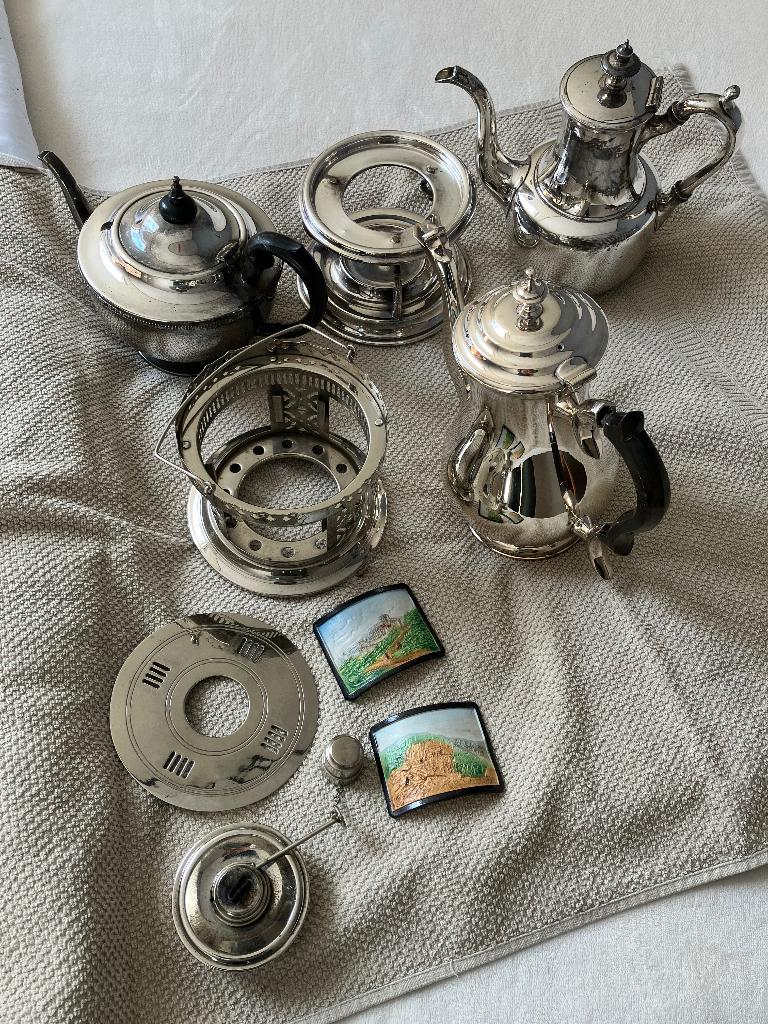 Lotje verzilverd nikkel theepot/ koffiepot  theelichtjes, Ophalen of Verzenden