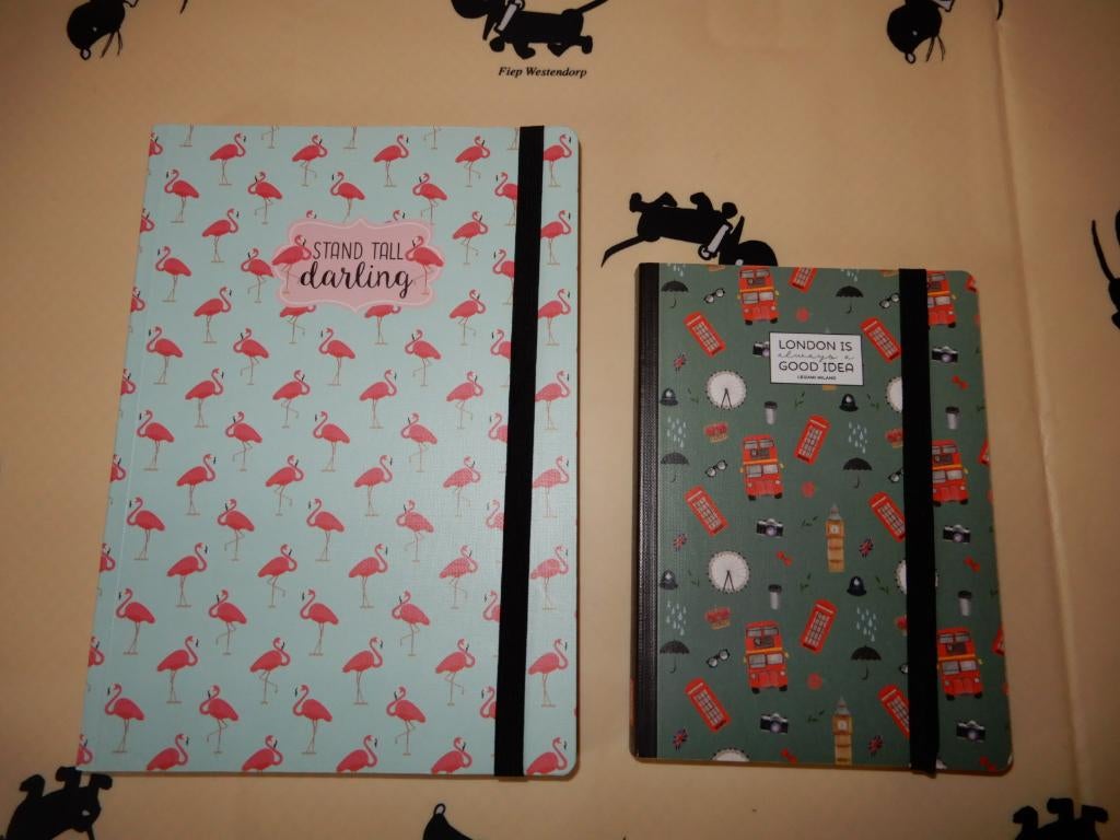 2x Legami notitieboek met lijntjes londen en flamingo, Verzenden, Nieuw
