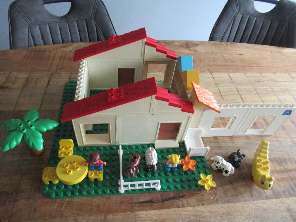 Vintage Lego Duplo huis boerderij dieren groene plaat enz., Ophalen of Verzenden, Zo goed als nieuw, Duplo