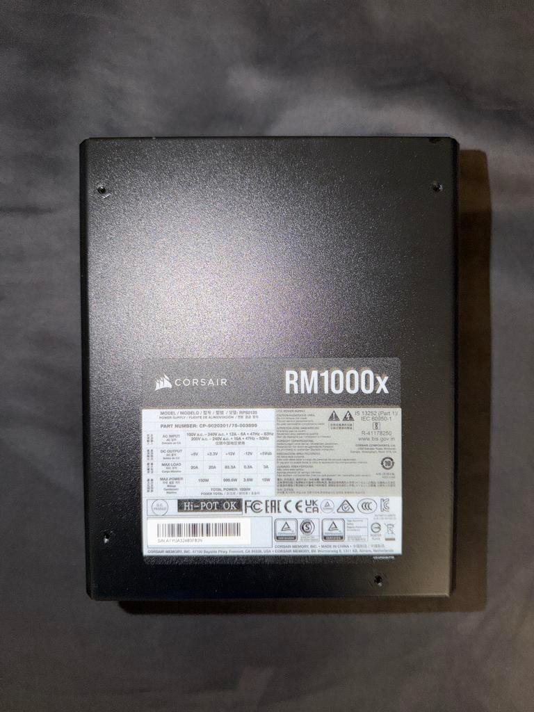 Corsair RM1000x 1000W Voeding - Modulair en Efficiënt, Ophalen of Verzenden, Zo goed als nieuw