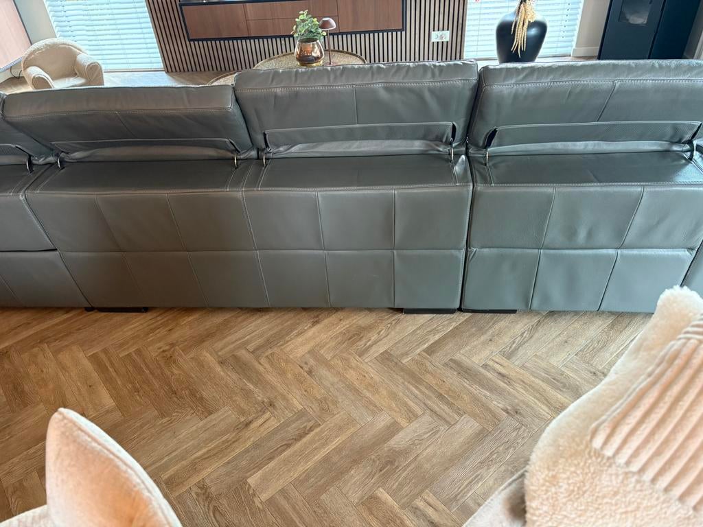 Leren bank., Huis en Inrichting, Banken | Bankstellen, Ophalen of Verzenden, Gebruikt, Vierpersoons of meer, Leer