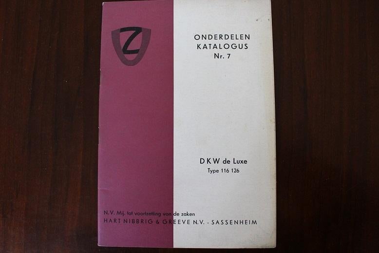 DKW Typ 116 126 de Luxe bromfiets onderdelen boekje, Ophalen of Verzenden, Zo goed als nieuw
