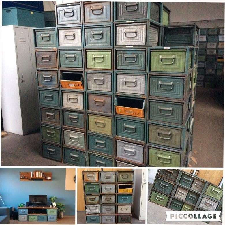 Modulaire KASTEN TV-kast Fabriekskast Dressoir Kast SALE, Gebruikt, Ophalen of Verzenden, Minder dan 100 cm, Metaal