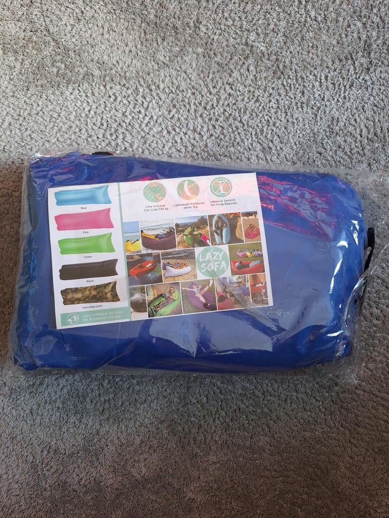 Lazy sofa opblaasbaar bed, Huis en Inrichting, Ophalen of Verzenden, Nieuw, Blauw, Overige typen