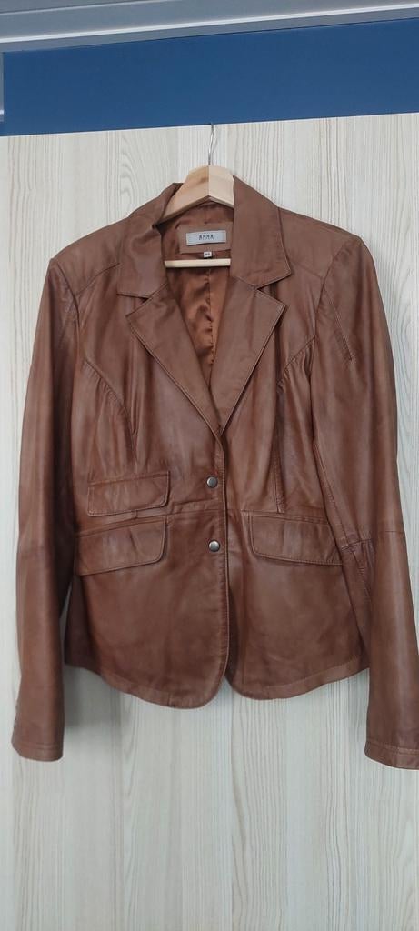 Leren jasje van Anna maat 40 cognac kleur, Ophalen of Verzenden, Zo goed als nieuw, Maat 38/40 (M), Bruin