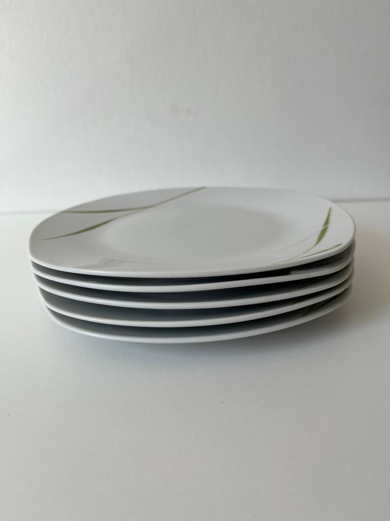 5 taartbordjes – Van Well – Aviva Edles Porcelain, Ophalen, Zo goed als nieuw, Overige stijlen, Bord(en)