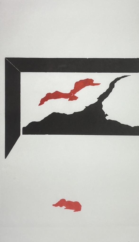 1444. Litho, Camiel Andriessen - abstracte compositie, 1989, Ophalen of Verzenden