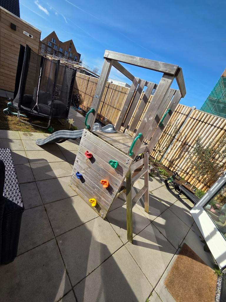 Houten Speeltoestel met Klimwand en Glijbaan, Ophalen, Gebruikt, Klimwand