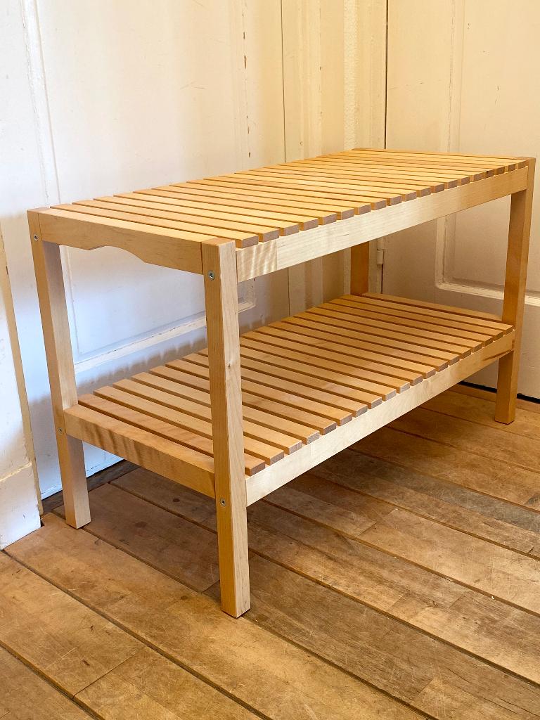 IKEA MOLGER bankje en rek, berkenhout, Ophalen, Zo goed als nieuw