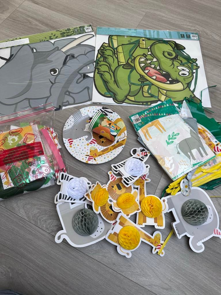 Jungle Safari Feestpakket - Versiering en Servies, Hobby en Vrije tijd, Feestartikelen, Nieuw, Versiering, Verjaardag, Ophalen of Verzenden
