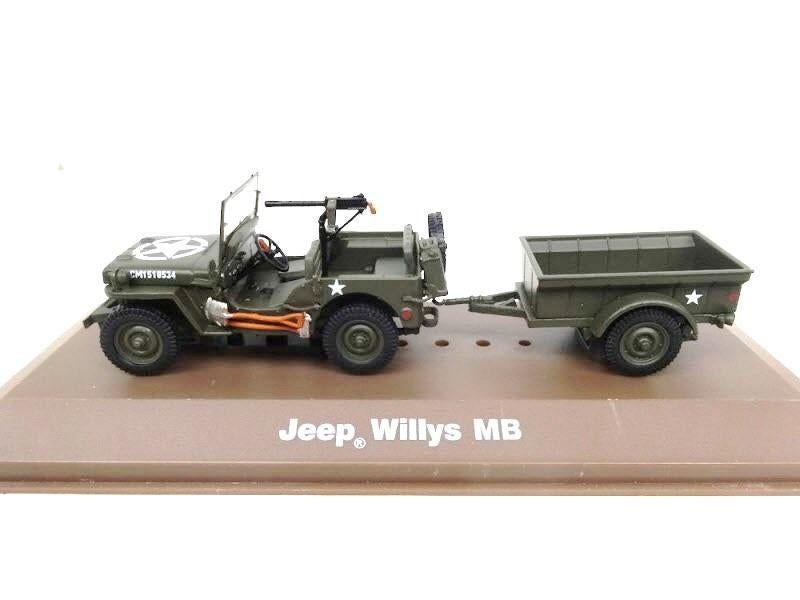 Modelauto Leger Jeep Willys MB met aanhanger 1:43 Verzamelen, Ophalen of Verzenden, Gebruikt, Auto, Overige merken