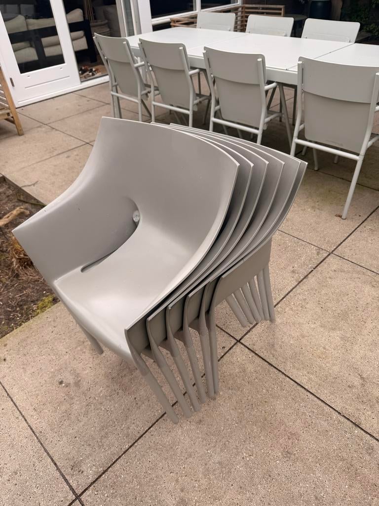 Zes Grijze Philippe Starck Dr. NO, stapelbaar, Ophalen, Gebruikt, Kunststof, Stapelbaar