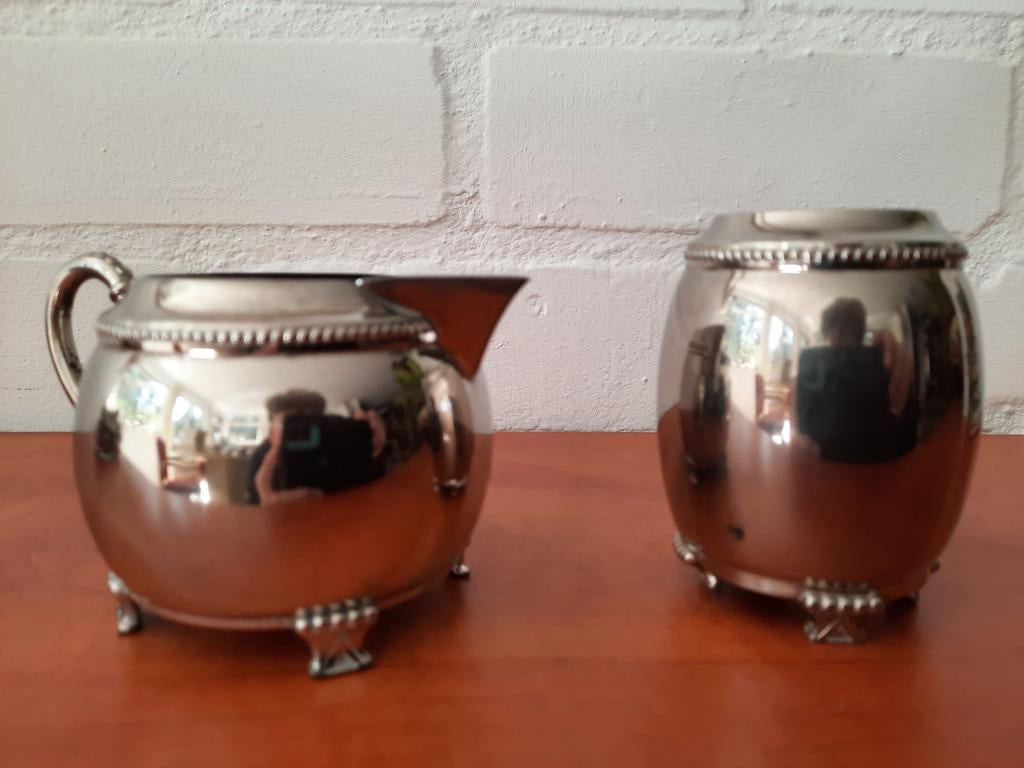 Verzilverd roomkannetje en lepelvaasje KDM Tiel, Antiek en Kunst, Verzenden