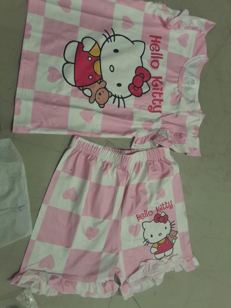 Hello Kitty pyjama setje roze geruit, Ophalen of Verzenden