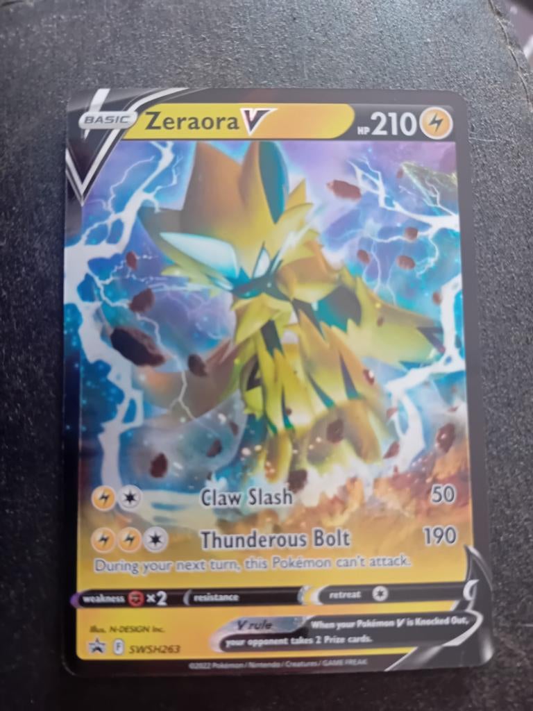 Pokémon Kaart Zeraora V SWSH263 - Zo goed als nieuw, Ophalen of Verzenden, Zo goed als nieuw, Losse kaart, Foil
