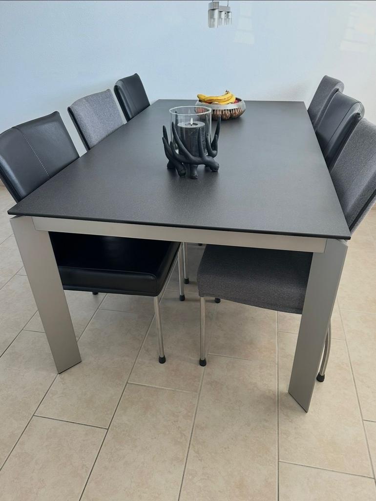 Uitschuifbare eettafel keramiek antraciet 180-240x100cm, Huis en Inrichting, Tafels | Eettafels, Ophalen, 100 tot 150 cm, Zo goed als nieuw