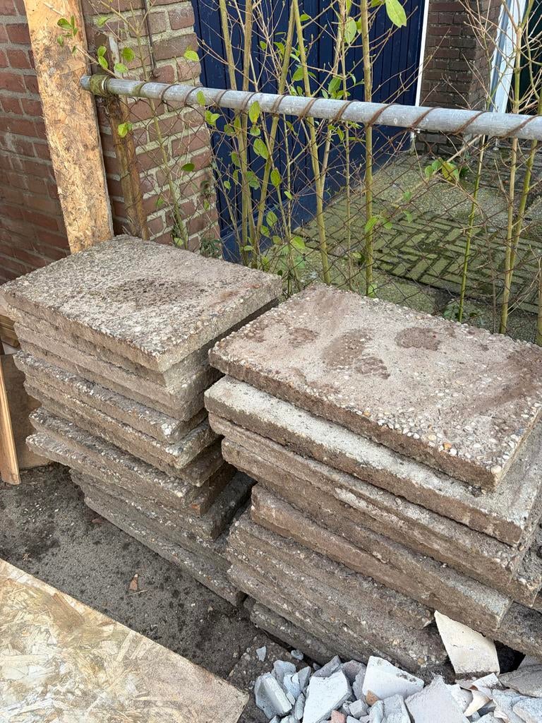 Kiezeltegels 60x38cm - +/- 26 stuks, Tuin en Terras, Tegels en Klinkers, Ophalen, Gebruikt, 5 tot 10 m², Beton