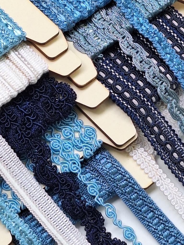 Blauwe partij vintage (viscose) galon., Hobby en Vrije tijd, Naaien en Fournituren, Ophalen of Verzenden, Nieuw, Lint, Band of Elastiek