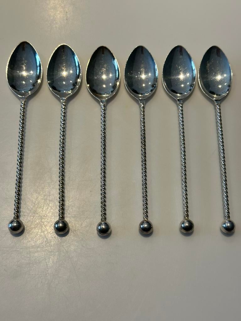 6 verzilverde theelepeltjes, Antiek en Kunst, Ophalen of Verzenden